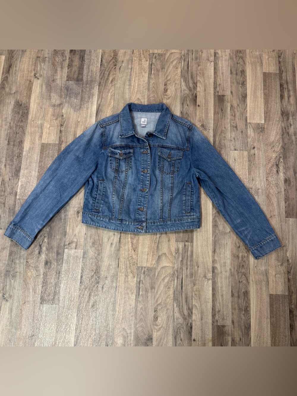 JCPenney Plus Size 1X Denim Jacket Utility Button Front Stretch